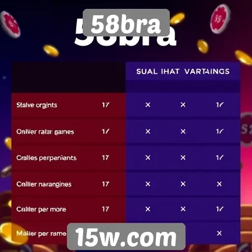 Comparativo entre 58bra e outros sites de jogos